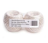 Lot de 2 rouleaux de fil de cuisine en coton blanc de 150 m pour boîte distributrice ROTIX