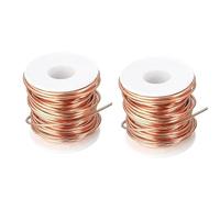 Lot de 2 rouleaux de fil de cuivre souple solide et flexible pour électrolyte, fabrication de bijoux (calibre 12, 15 m par rouleau)