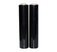 Lot de 2 rouleaux de film étirable résistant pour palettes - Idéal pour l’emballage (maison, déménagement et mobilier) - 400 mm x 250 m, non étendu, 20 microns (noir)