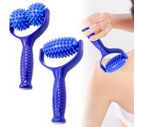 Lot de 2 rouleaux de massage avec poignée - Petit rouleau de massage pour détendre les pieds - Balle de massage pour les jambes, les bras, les épaules, les douleurs musculaires (bleu)