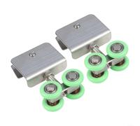 Lot de 2 rouleaux de porte de douche coulissante en acier inoxydable avec poulie de suspension à quatre roues et roues en nylon, roue de rechange pour porte de douche en verre