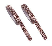 Lot de 2 rouleaux de ruban à motif léopard, ruban d'emballage à motif léopard, matériau de sangle à faire soi-même, long ruban découpable, ruban décoratif pour boîte cadeau