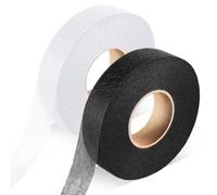 Lot de 2 rouleaux de ruban adhésif à repasser - 64 m - Largeur : 25 mm - Pour réparation de tissu, rideaux, pantalons, vêtements - Sans couture - Noir/blanc