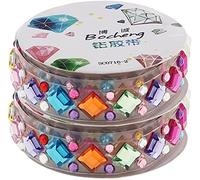 Lot de 2 rouleaux de ruban adhésif coloré en cristal - Plusieurs formes - Pour loisirs créatifs, téléphone, voiture, décoration de cristaux, mode