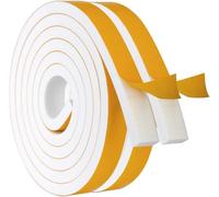Lot de 2 rouleaux de ruban adhésif isolant en mousse pour joint d'étanchéité - 20 mm (l) x 10 mm (P) - Pour fenêtre et porte - Insonorisant/imperméable à l'eau - Résistant à la poussière et au froid