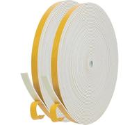 Lot de 2 rouleaux de ruban adhésif isolant en mousse pour joint d'étanchéité - 6 mm (l) x 1,5 mm (T) - Pour fenêtre et porte - Insonorisant/imperméable à l'eau - Résistant à la poussière et au froid