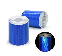 Lot de 2 rouleaux de ruban adhésif vinyle autocollant de 3 m x 50 mm, réflexion prismatique haute intensité, ruban de sécurité/marquage, bleu