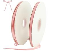 Lot de 2 rouleaux de ruban cadeau - 6 mm x 91 m - Or rose - Pour décoration de cadeau - Ruban fin - Ruban de bricolage - Emballage cadeau pour couture et invitations