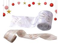 Lot de 2 rouleaux de ruban de Noël avec renfort métallique - Ruban de jute avec bord métallique pour décoration de couronne, ruban en tissu pour la fabrication de nœuds pour les vacances, pour fête