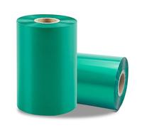 Lot de 2 rouleaux de ruban de transfert thermique en cire/résine - Encre extérieure - Compatible avec imprimante Zebra - 110 mm x 300 m - Vert