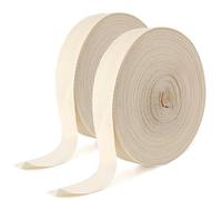 Lot de 2 rouleaux de ruban en coton à coudre - 40 m de long - Avec point à chevrons - Ruban en tissu sergé - Pour bricolage, artisanat, tricot (beige)