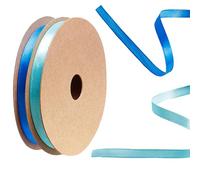 Lot de 2 rouleaux de ruban en satin épais et durable pour emballage cadeau, mariage, artisanat, Pâques, bouquet de fleurs, cheveux, décoration de Noël et plus encore - Bleu et bleu ciel - 10 mm x 22 m