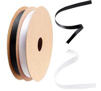 Lot de 2 rouleaux de ruban en satin épais et durable pour emballage cadeau, mariage, artisanat, Pâques, bouquet de fleurs, cheveux, décoration de Noël et plus encore - Noir et blanc - 10 mm x 22 m
