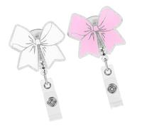 Lot de 2 rouleaux d'insigne en acrylique rétractables - Porte-badge - Porte-badge - Porte-clés pour nom de carte