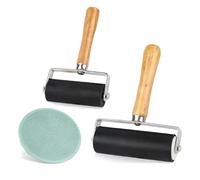 Lot de 2 rouleaux en caoutchouc - 6 cm et 10 cm - Rouleau à structure robuste - Pour impression linoléique - Avec 1 gravure - Pour graphiques d'impression, tampons, impressions, encres, papier peint
