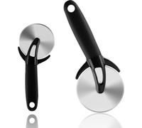 lot de 2 - Roulette à pizza XXL | Roulette à pizza professionnelle | Roulette à pizza Ø-9,7cm avec protège-lame | Cutter à pizza en acier inoxydable et manche en plastique avec revêtement en caoutchou