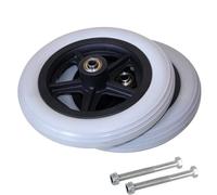 Lot de 2 roulettes avant for fauteuil roulant, roue solide en PU de 6 pouces/7 pouces/8 pouces de remplacement avec roulement de 5/16 pouces, pneu de roulette for fauteuils roulants/déambulateurs/marc