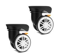Lot de 2 roulettes de rechange robustes pour valise, valise, kit de pivotement à 360 degrés, silencieux, 1 paire de roulettes de rechange à 360°, un