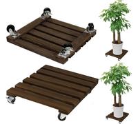 Lot de 2 roulettes rectangulaires pour plantes - 35 x 35 cm - Planche à roulettes ronde - Charge maximale : 91 kg - Support pour plantes d'extérieur - Soucoupe avec roulettes