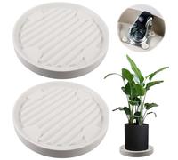 Lot de 2 roulettes rondes pour plantes - Diamètre : 31 x 31 cm - Avec roues pivotantes à 360° - Pour l'extérieur - Résistant aux intempéries - Pour le jardin domestique - Beige