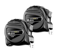 Lot de 2 rubans à mesurer rétractables en acier - Mesure des assemblages - Double échelle latérale - Règle - Outils de travail du bois fluorescents portables pour la construction quotidienne