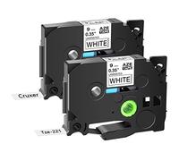 Lot de 2 rubans adhésifs de rechange pour Brother P-Touch compatibles avec Brother TZe-221 TZe221 TZ221 AZE laminés, noir sur blanc, 9 mm, pour PT-D210 PTD400 PTH100 PTP300BT PTD600 PTP700 PTP300BT