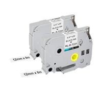 Lot de 2 rubans adhésifs pour Brother TZe-231 P Touch - 12 mm - TZ TZe - Blancs - Pour P-Touch PT-H100R PT-H105 PT-H100LB PT-H110 H107B PT-D400 PT-1000