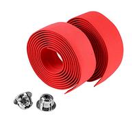 Lot de 2 rubans adhésifs pour guidon de vélo de route avec bouchons de guidon (rouge)