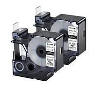 Lot de 2 rubans adhésifs thermorétractables DYMO 1805443 Rhino industriels - 24 mm - 1,5 m - Noir sur blanc - Pour imprimantes DYMO Rhino Pro 6000 6500 Rhino