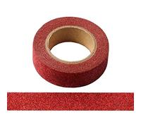 Lot de 2 rubans adhésifs Washi pailletés, parfaits pour la décoration, 15 mm x 5 m (rouge)