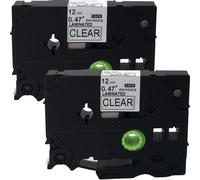 Lot de 2 rubans d' tiquettes noirs sur transparents compatibles avec Brother TZ 131, TZe 131, 12 mm, P-Touch 8 m, ACD.auto