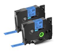 Lot de 2 rubans d'étiquettes 12 mm noir sur blanc, ruban laminé standard compatible avec les fournitures d'imprimante, modèles d'imprimante d'étiquettes pour numéro de pièce Tze-231(2PK Black on Blue)
