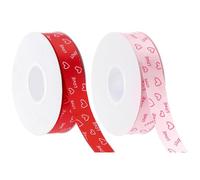 Lot de 2 rubans en forme de cœur pour la Saint-Valentin, ruban en satin avec motif d'amour, rubans 2, 5 cm x 40 m pour emballer les travaux manuels et les décorations DIY
