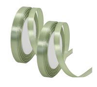 Lot de 2 rubans fins en velours vert sauge de 22 m pour emballage cadeau, loisirs créatifs, Saint-Valentin, bouquets, décoration de gâteaux de mariage, 22 m