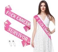 Lot de 2 rubans roses de sensibilisation au cancer du sein - Bannière à paillettes pour femme - Événement public - Collecte de fonds - Fournitures de marche