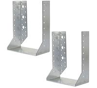 Lot de 2 Sabots de charpente à ailes intérieures 140x180x75x2 mm | Sabot de solive à 52 trous - en acier zingué