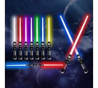 Lot de 2 sabres laser pour enfants - À emboîter - RVB - 7 couleurs - Extensible - Jouet 2 en 1 - Avec film - Effet sonore - Pour petits cadeaux, cosplay, fêtes (A1)
