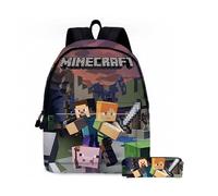 Lot de 2 Sac à dos pour garçon, fille avec trousse à crayons,ensemble sac à dos Minecraft Sac à dos pour enfant,40x30x17cm