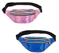 Lot de 2 Sac Banane Femme,Sac Banane Ceinture Brillant,pour Femme Homme Enfant Voyage Course à Pied Festival fête(Bleu et Violett).