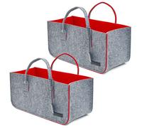 Lot de 2 : Sac en Feutre - 50x25x25 Panier Courses Panier Bois Panier à Pellets
