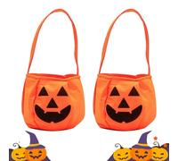 Lot de 2 Sachet Bonbon Halloween,Panier Halloween,Seaux D'halloween,Sac à Bonbons Citrouille,Pour Sac de Traitement,Sacs Pour Enfants,Animaux de Citrouille,Sacs de Collection de Fête,Couleur Orange