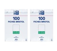 Lot de 2 Sachets de 100 fiches bristol non perforées - OXFORD - Format A4 - Uni blanc