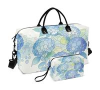 Lot de 2 sacs à bagages matelassés avec compartiments zippés, tendance pour l'extérieur, Hortensia Bleu Aqua, One Size, Classique