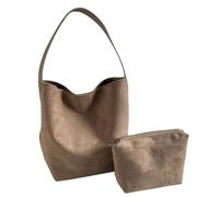 Lot de 2 sacs à bandoulière spacieux en daim résistant à l'usure avec ensemble de produits cosmétiques Intérieur spacieux pour livres essentiels sous les bras, kaki, Beauté de masse