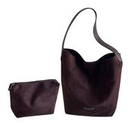 Lot de 2 sacs à bandoulière spacieux en daim résistant à l'usure avec ensemble de produits cosmétiques Intérieur spacieux pour livres essentiels sous les bras, café, Beauté de masse