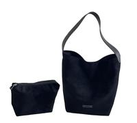 Lot de 2 sacs à bandoulière spacieux en daim résistant à l'usure avec ensemble de produits cosmétiques Intérieur spacieux pour livres essentiels sous les bras, Noir , Beauté de masse