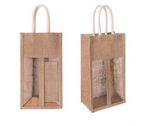 Lot de 2 sacs à bouteilles de vin avec fenêtre et poignées pour transporter des bouteilles à des mariages, fêtes et événements en plein air