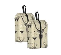 Lot de 2 sacs à chaussures de voyage avec motif de flèches de chasse, triangles et cerf, sac à chaussures portable avec fermeture éclair, unisexe, organiseur de chaussures léger pour le voyage, le