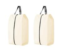 Lot de 2 sacs à chaussures de voyage extra larges, tissu Oxford 600D résistant à l'eau, sac à chaussures, sac à bottes, valise, cube, beige, Portable