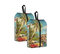 Lot de 2 sacs à chaussures de voyage imprimés île de Cuba, sac à chaussures portable avec fermeture éclair, unisexe, organiseur de chaussures léger pour le rangement de voyage, la maison, 2 pièces
